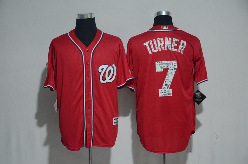 2017 MLB Washington Nationals #7 Turner Red Fashion Edition Jerseys->washington nationals->MLB Jersey